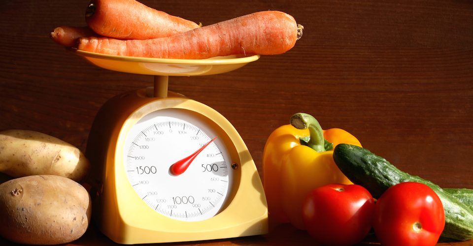 produce on a kitchen scale.