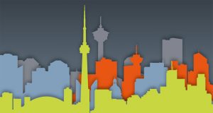 Canadian skylines. Illustration by nik harron.